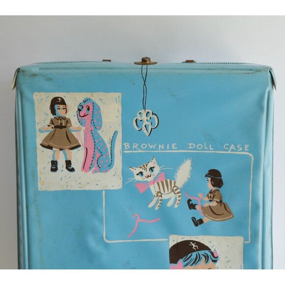 Vintage 1960's Brownie Doll Case Effanbee Blue Carry Storage - Picture 2 of 7